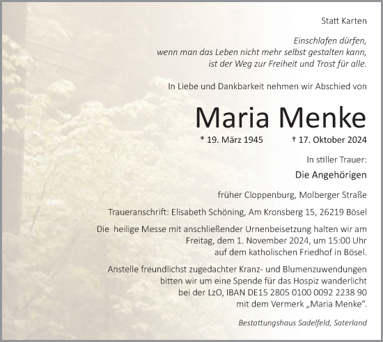 Anzeige von Maria Menke von OM-Medien