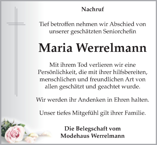 Anzeige von Maria Werrelmann von OM-Medien