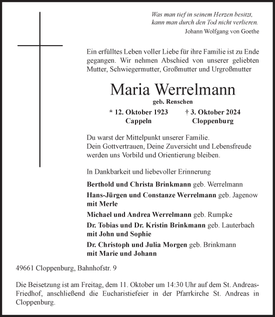 Anzeige von Maria Werrelmann von OM-Medien