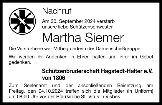 Anzeige von Martha Siemer von OM-Medien