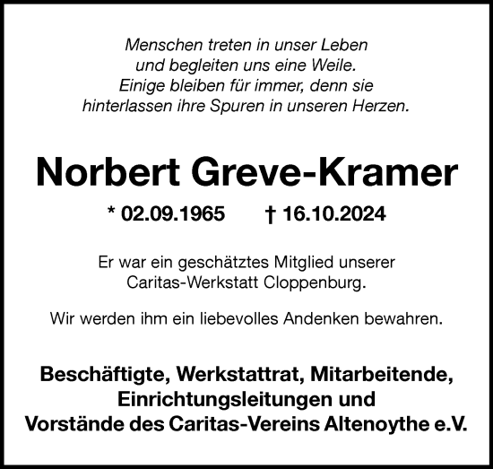 Anzeige von Norbert Greve-Kramer von OM-Medien