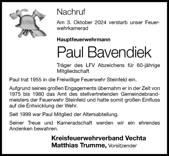 Anzeige von Paul Bavendiek von OM-Medien