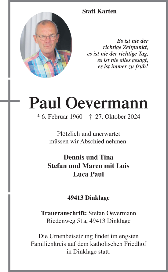 Anzeige von Paul Oevermann von OM-Medien