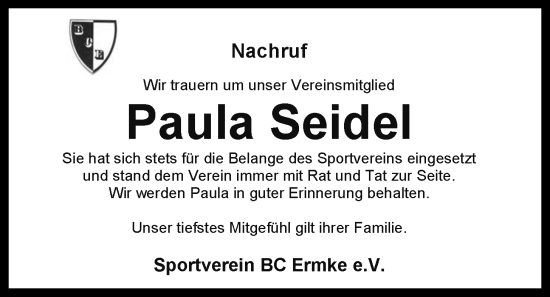 Anzeige von Paula Seidel von OM-Medien