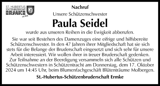 Anzeige von Paula Seidel von OM-Medien