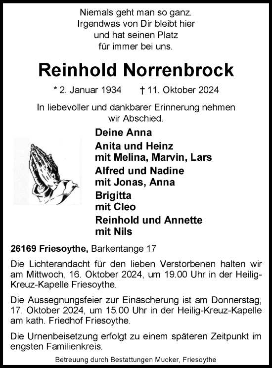 Anzeige von Reinhold Norrenbrock von OM-Medien