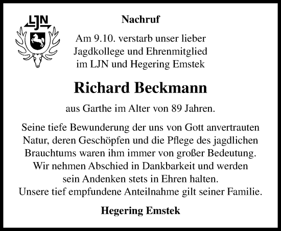 Anzeige von Richard Beckmann von OM-Medien