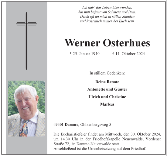 Anzeige von Werner Osterhues von OM-Medien