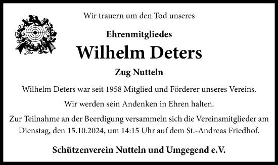 Anzeige von Wilhelm Deters von OM-Medien