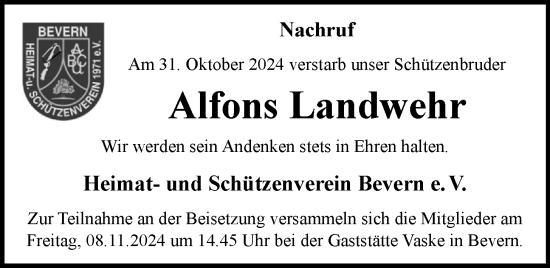 Anzeige von Alfons Landwehr von OM-Medien