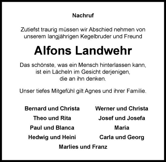 Anzeige von Alfons Landwehr von OM-Medien