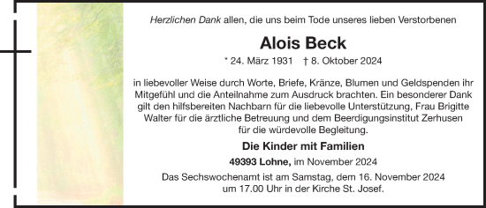 Anzeige von Alois Beck von OM-Medien