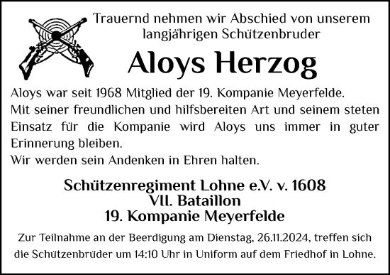 Anzeige von Aloys Herzog von OM-Medien