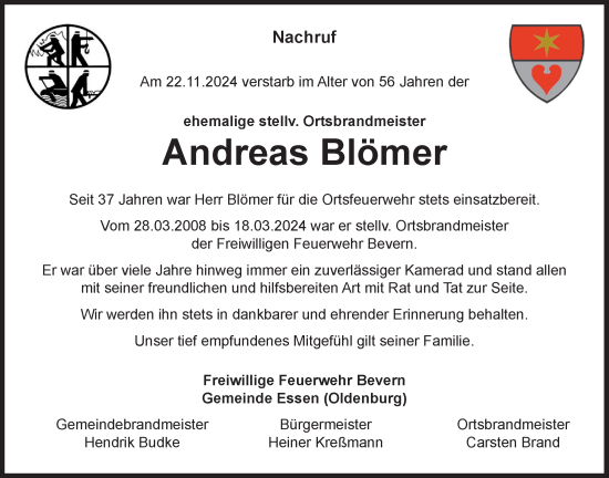 Anzeige von Andreas Blömer von OM-Medien