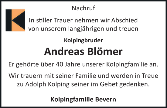 Anzeige von Andreas Blömer von OM-Medien