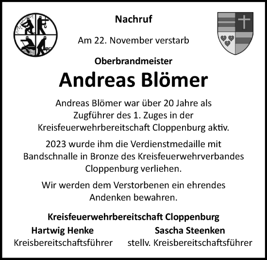 Anzeige von Andreas Blömer von OM-Medien