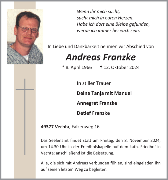 Anzeige von Andreas Franzke von OM-Medien