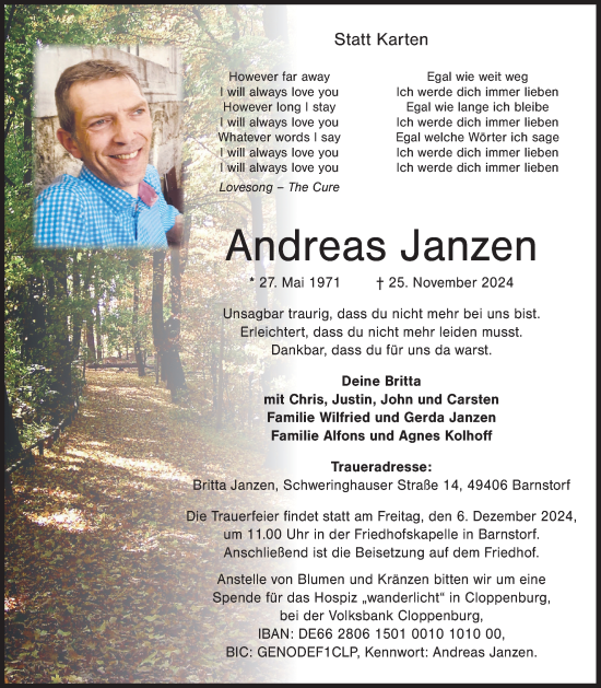 Anzeige von Andreas Janzen von OM-Medien