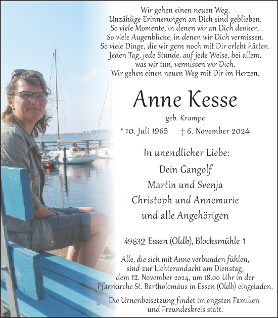 Anzeige von Anne Kesse von OM-Medien