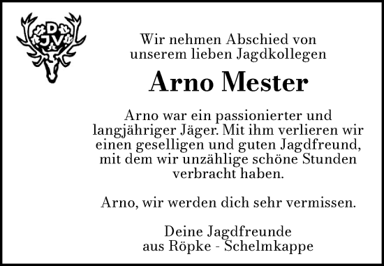 Anzeige von Arno Mester von OM-Medien