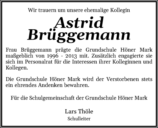 Anzeige von Astrid Brüggemann von OM-Medien