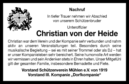 Anzeige von Christian von der Heide von OM-Medien