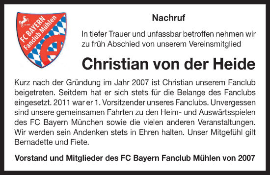 Anzeige von Christian von der Heide von OM-Medien