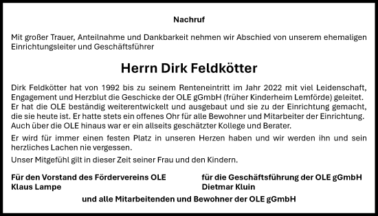 Anzeige von Dirk Feldkötter von OM-Medien