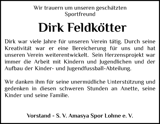 Anzeige von Dirk Feldkötter von OM-Medien