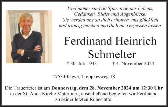 Anzeige von Ferdinand Heinrich Schmelter von OM-Medien