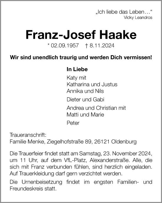 Anzeige von Franz-Josef Haake von OM-Medien