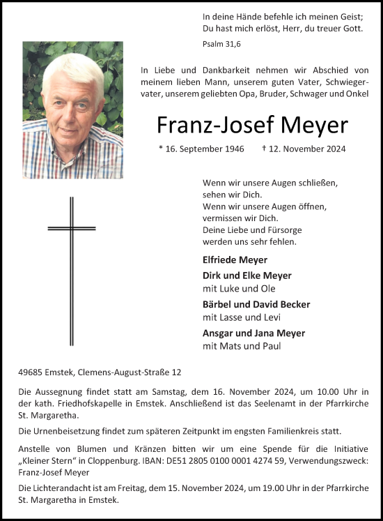 Anzeige von Franz-Josef Meyer von OM-Medien