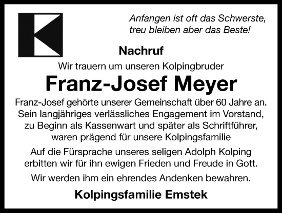 Anzeige von Franz-Josef Meyer von OM-Medien