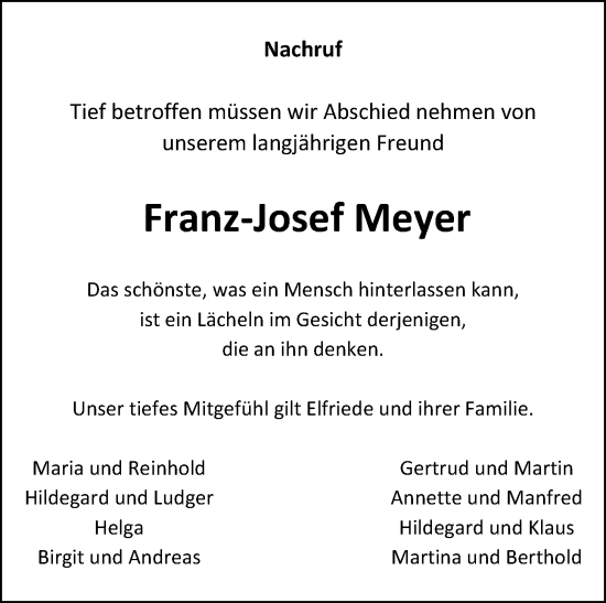 Anzeige von Franz-Josef Meyer von OM-Medien