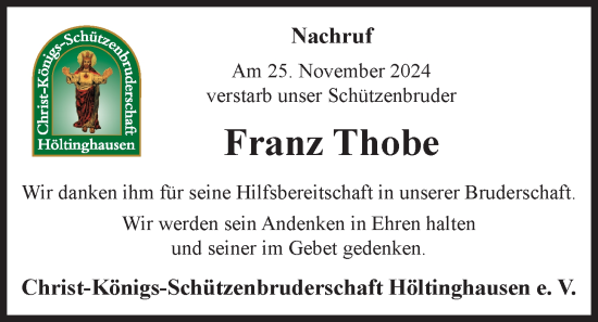 Anzeige von Franz Thobe von OM-Medien