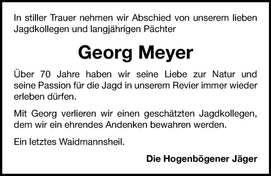 Anzeige von Georg Meyer von OM-Medien