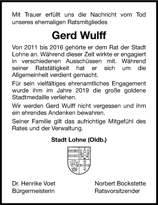 Anzeige von Gerd Wulff von OM-Medien