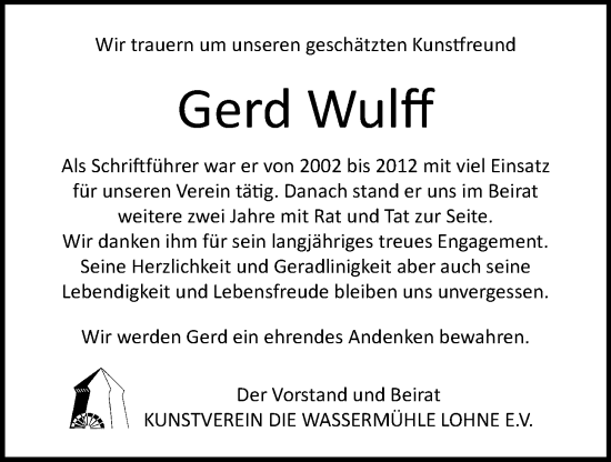 Anzeige von Gerd Wulff von OM-Medien