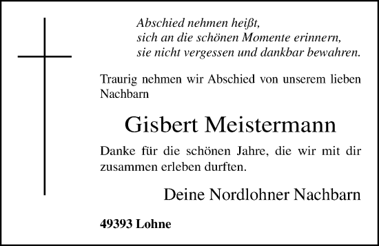 Anzeige von Gisbert Meistermann von OM-Medien