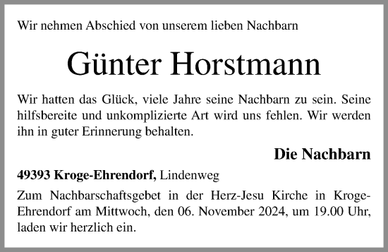 Anzeige von Günter Horstmann von OM-Medien