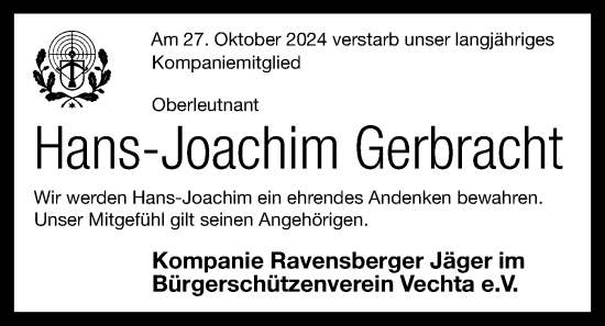 Anzeige von Hans-Joachim Gerbracht von OM-Medien