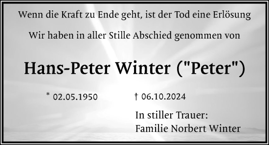 Anzeige von Hans-Peter Winter von OM-Medien