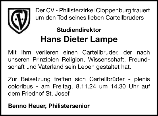 Anzeige von Hans Dieter Lampe von OM-Medien