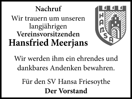 Anzeige von Hansfried Meerjans von OM-Medien