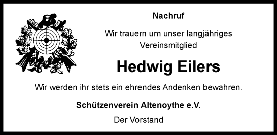 Anzeige von Hedwig Eilers von OM-Medien