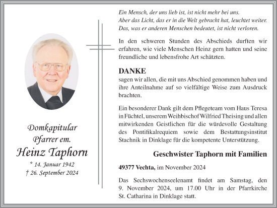 Anzeige von Heinz Taphorn von OM-Medien