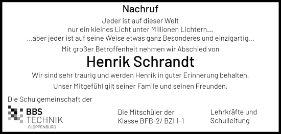 Anzeige von Henrik Schrandt von OM-Medien