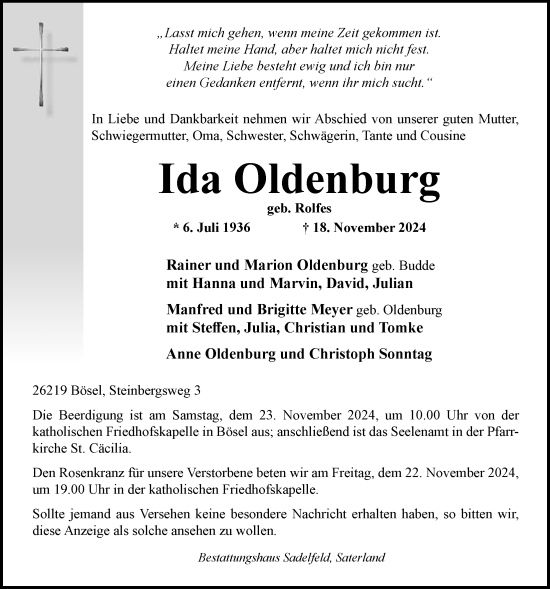 Anzeige von Ida Oldenburg von OM-Medien