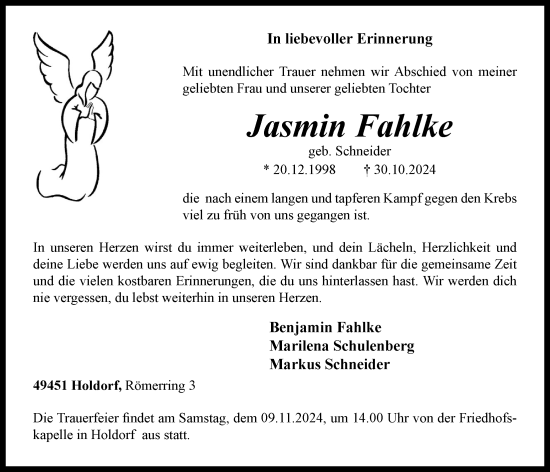 Anzeige von Jasmin Fahlke von OM-Medien