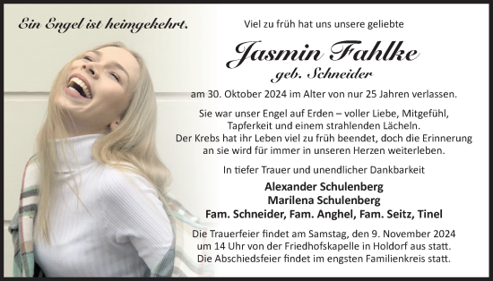 Anzeige von Jasmin Fahlke von OM-Medien